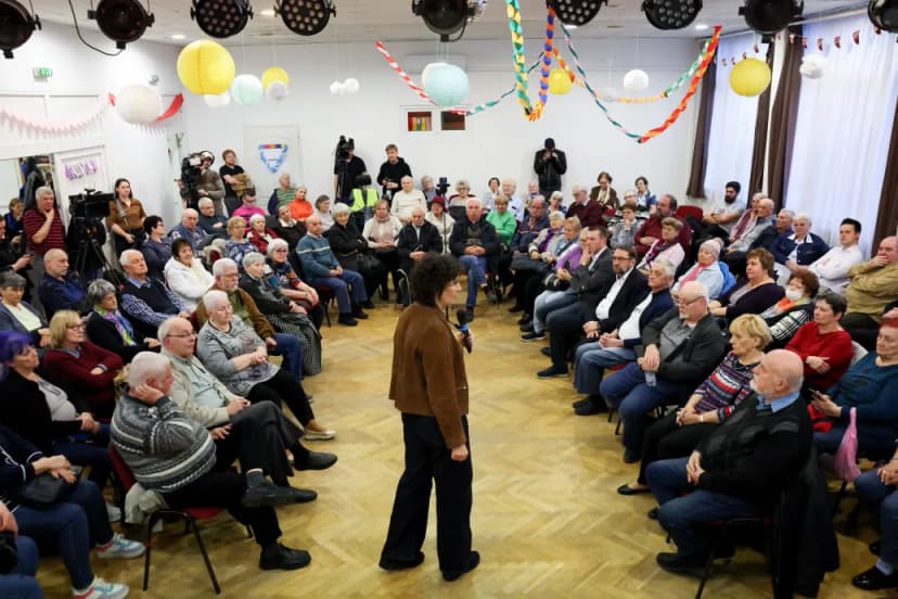 Hungarian Opposition Leader Klára Dobrev Campaigns in Újpalota