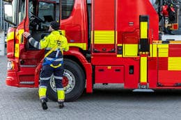 Burning trailer in Hafnarfjörður, Iceland