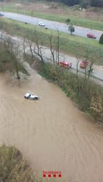 Car Falls into River in Llinars del Vallès, Spain Amidst Storm