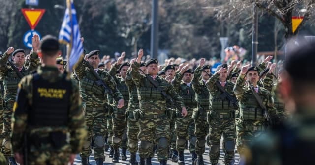 Ioannina Celebrates Liberation with Presidential Guard, F-16s, and Helicopters in Parade