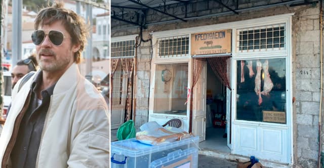 Brad Pitt Filming with 'Flying Dolphin' in Hydra