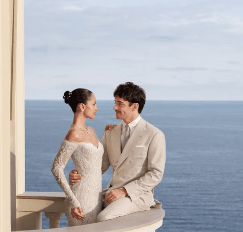 Leclerc’s glamorous wedding in Monaco: The couple takes a ride in a 1957 Ferrari Testa Rossa