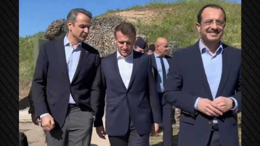 Macron Post in Greek: With Christodoulides and Mitsotakis we are working for security around Cyprus, in the Eastern Mediterranean
