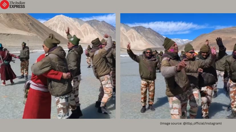 ITBP Troops Celebrate Holi Near Pangong Lake with Villagers
