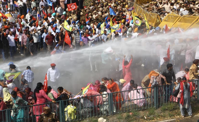 Police Use Water Cannons and Tear Gas on Protesting Employees in Punjab