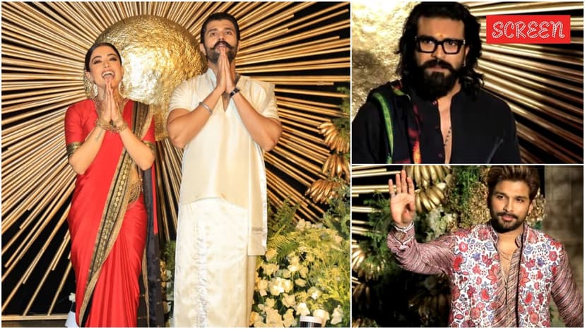 Allu Arjun, Ram Charan, Chiranjeevi, Naga Chaitanya attend Rashmika Mandanna-Vijay Deverakonda’s wedding reception. See pics