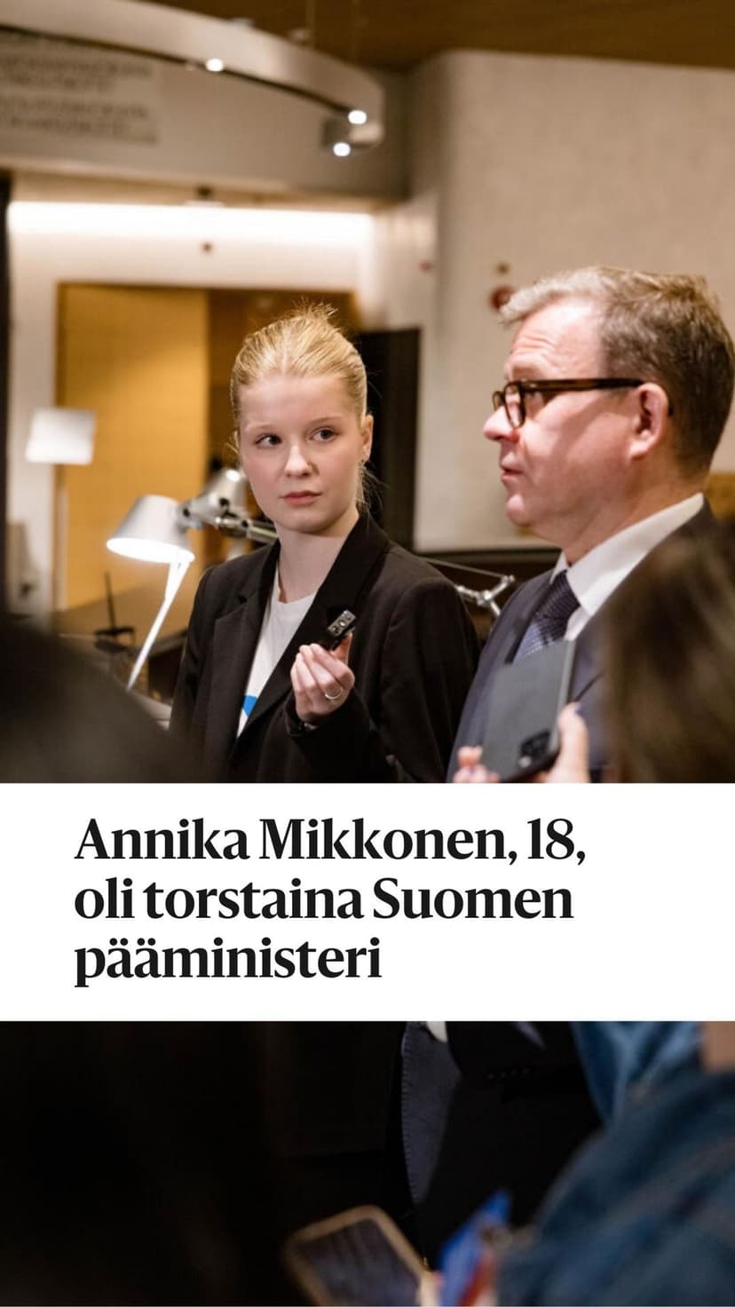Teenager Takes Finnish Prime Minister's Place for a Day in 'Girls Takeover' Campaign