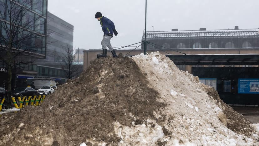 Helsinki's Brown Snow Piles After Thaw