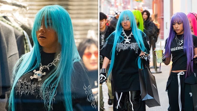 North West Spotted in NYC with Neon Hair at Alexander Wang Event