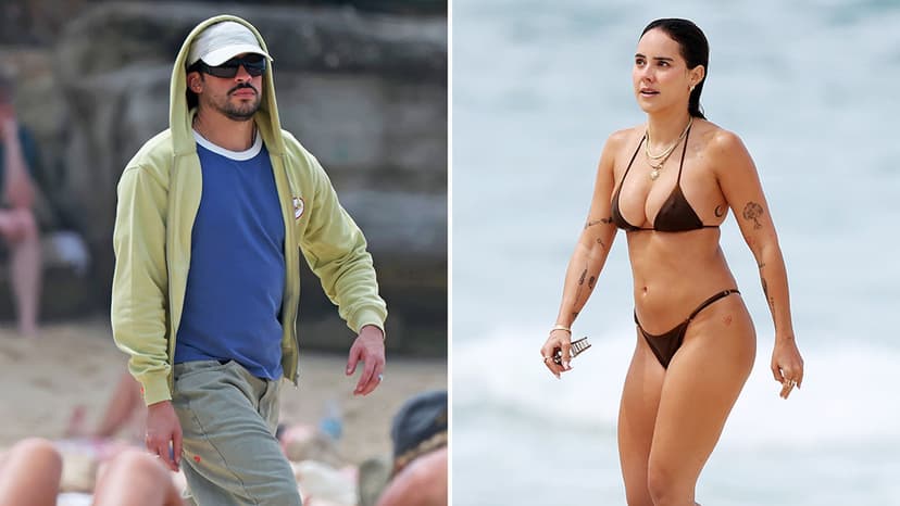 Bad Bunny Keeps Low Profile at Aussie Beach With GF Gabriela Berlingeri