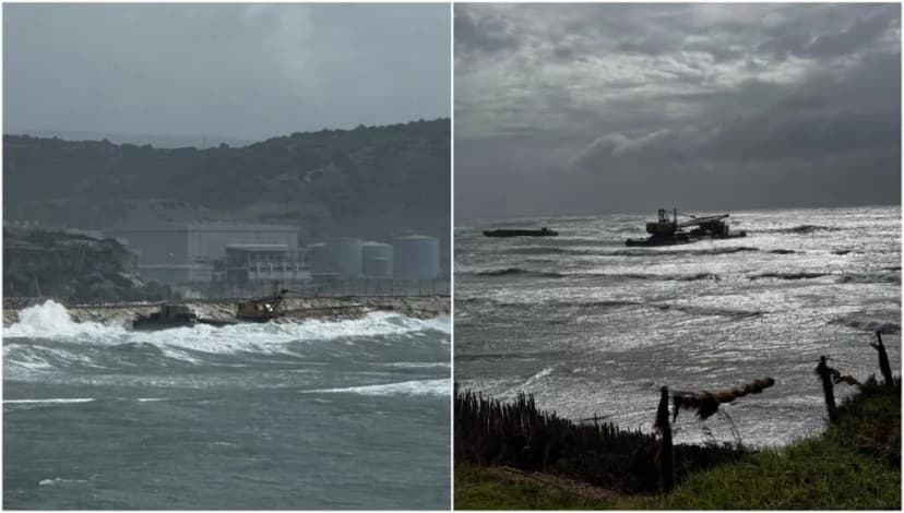 Strong winds drag two vessels off Pentakomo worksite (photos)