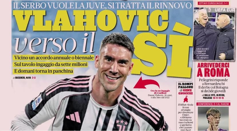 Today’s Papers – Vlahovic nears Juventus extension, no winners in the Euroderby