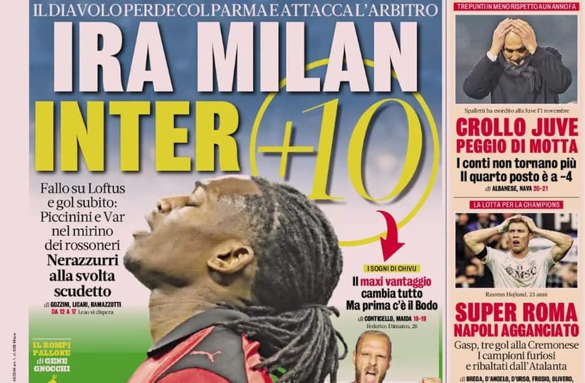 Today’s Papers – Milan rage, referees’ flop, Juventus collapse