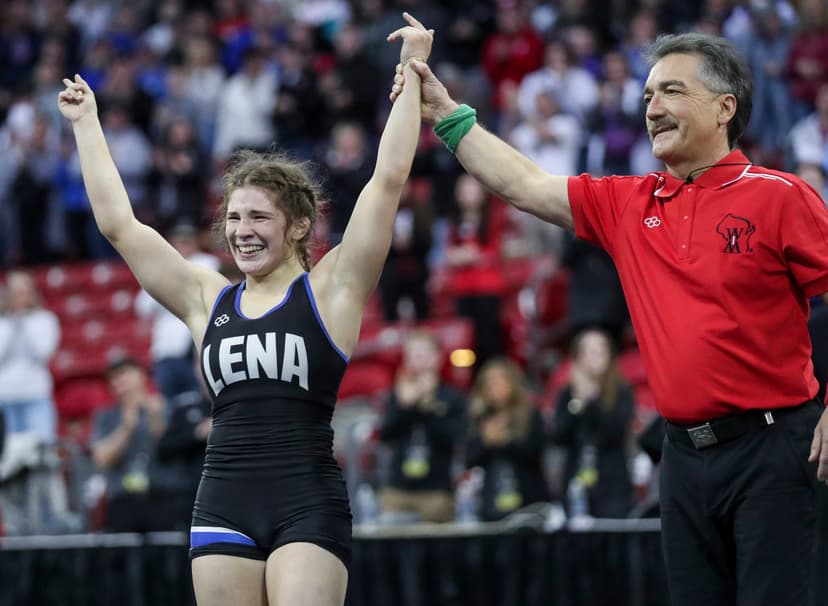 Lena's Taylor Whiting makes history with fourth state wrestling title