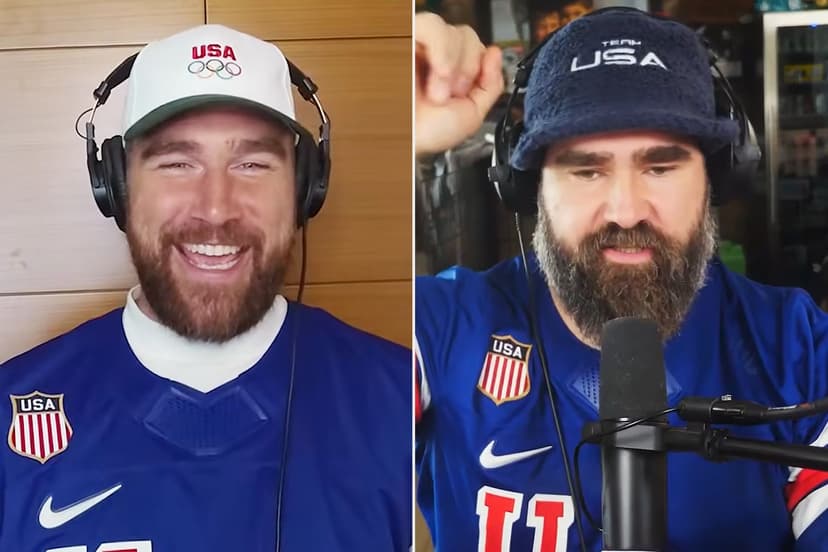 Travis and Jason Kelce Match in Team USA Jerseys While Praising Both Men's and Women's Hockey Wins at 2026 Olympics