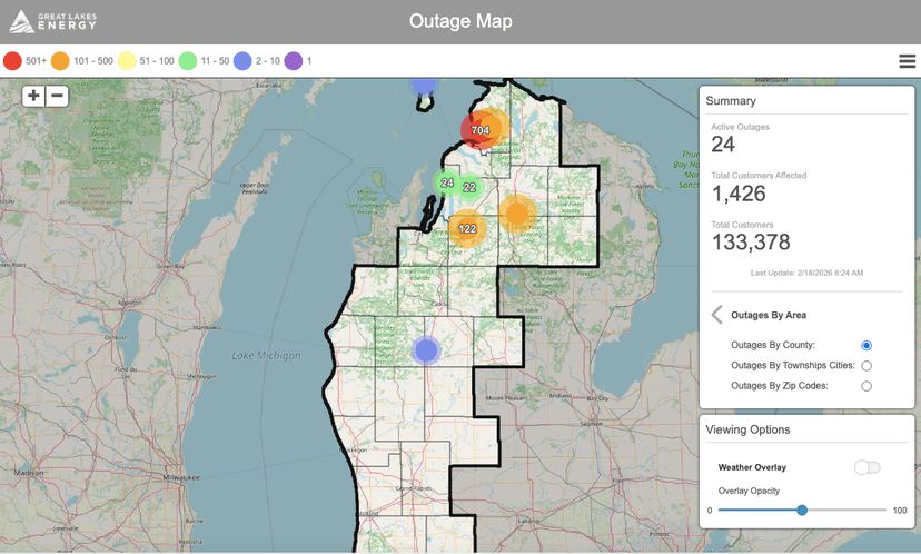 Power Outages Reported in Northern Michigan Amid Winter Storm Warning