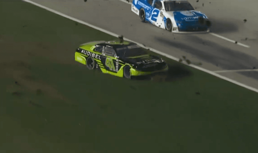 NASCAR Driver Wrecks Car in the Infield Grass Following Congratulating Teammate on First Win