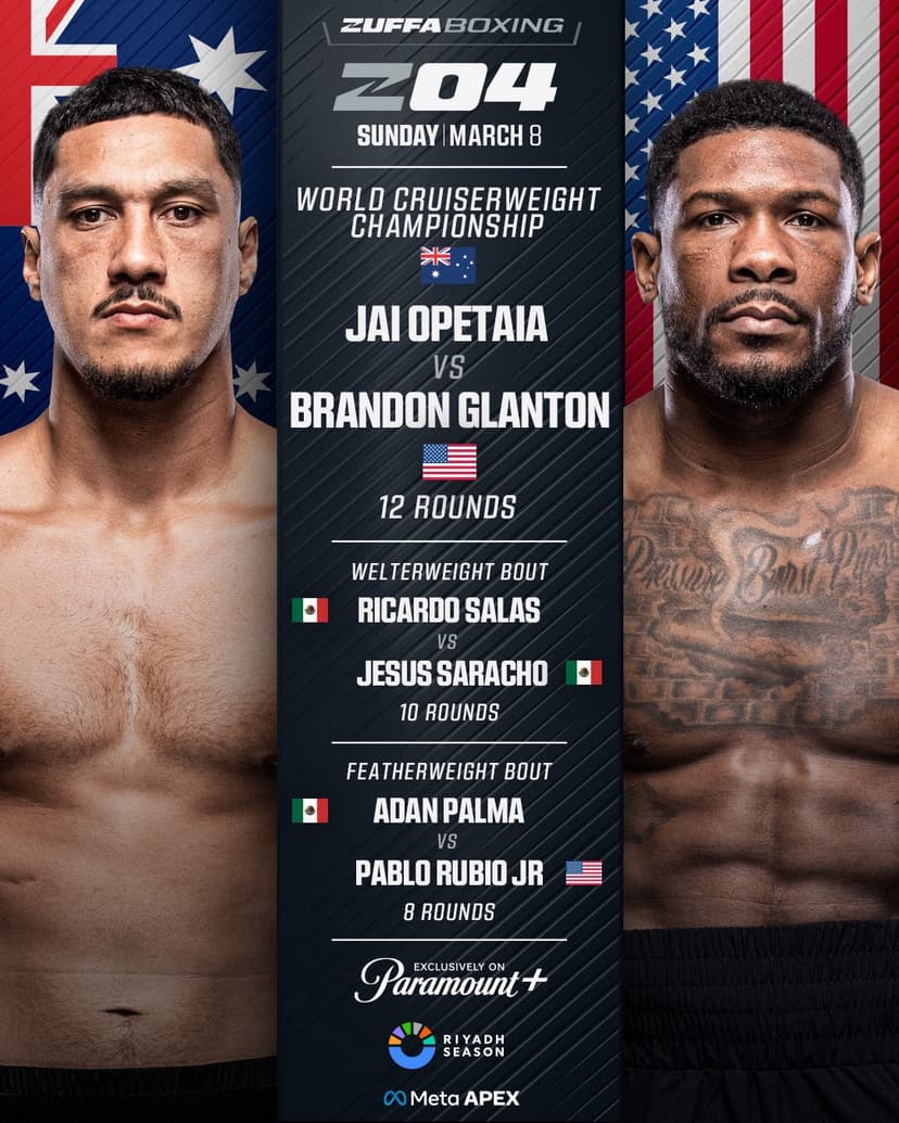 Full Zuffa Boxing 4 card, Start Time | Opetaia vs. Glanton