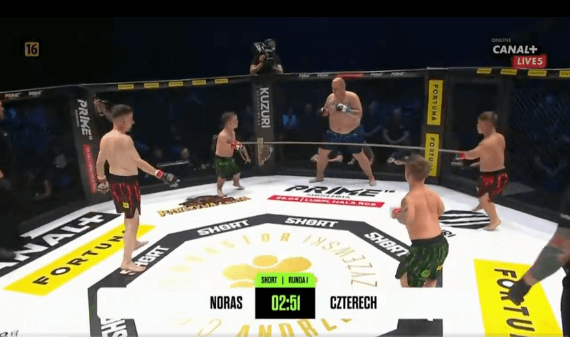 Missed Fists: Wild MMA fight involves 5 men, little people, and a rope
