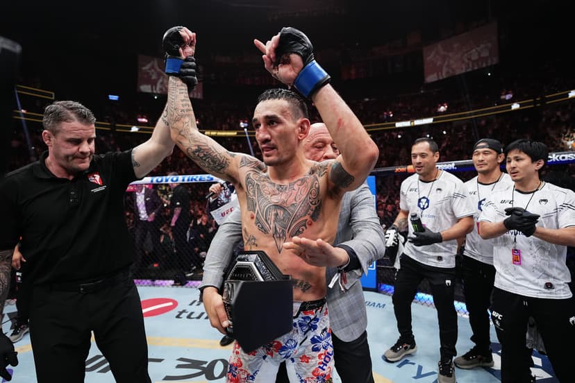 Max Holloway, Charles Oliveira share stoic faceoff ahead of ‘BMF’ title fight at UFC 326