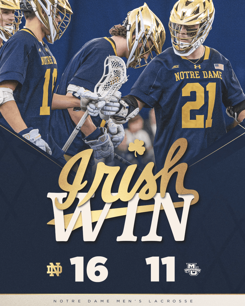 Notre Dame Men’s Lacrosse beats Marquette 16-11