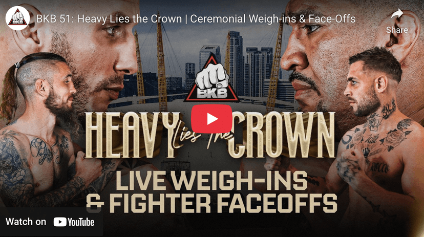 Live: BKB 51 ceremonial weigh ins video, fighter face offs | Heavy Lies The Crown
