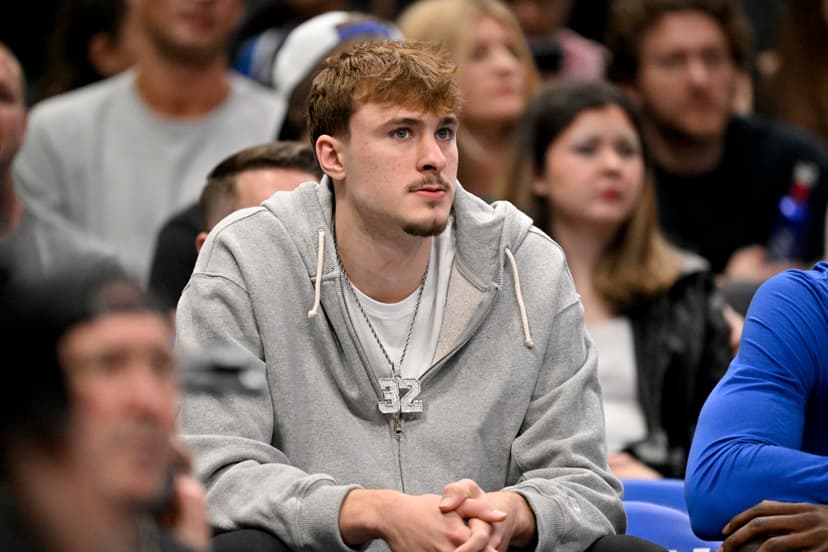 Mavericks star Cooper Flagg hits insane Dude Perfect trick shot