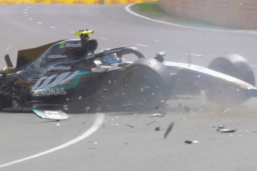 Mercedes teen Kimi Antonelli sustains violent crash at Australian GP practice