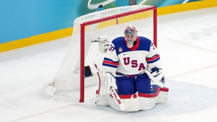 Connor Hellebuyck Makes Tournament-Saving Stop for USA