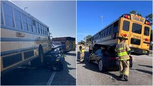 Jaguar Slams into Florida School Bus