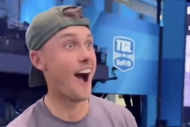 ‘Not right now!’: Watch Ludvig Aberg make a hole-in-one while warming up for Tuesday’s TGL match