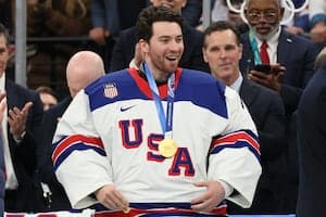 Bruins goalie Swayman addresses viral post-medal game phone call with President Trump