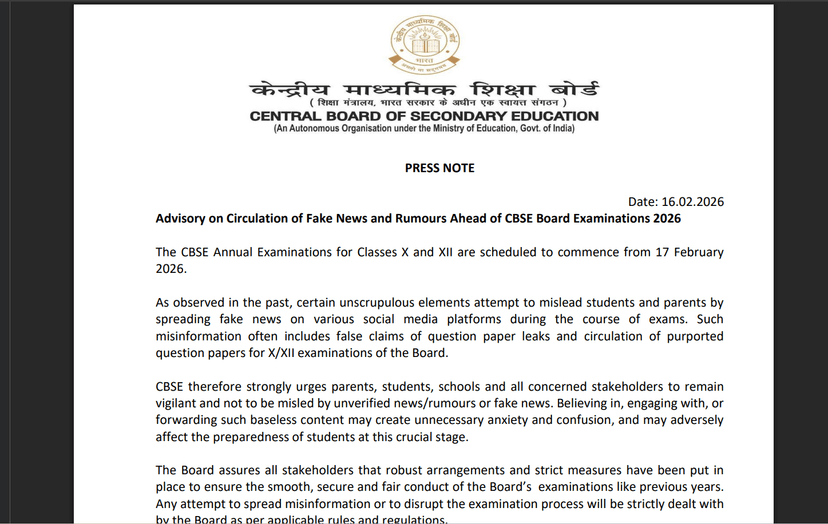 CBSE Issues Strict Warning Against Fake Board Exam Paper Leak Claims