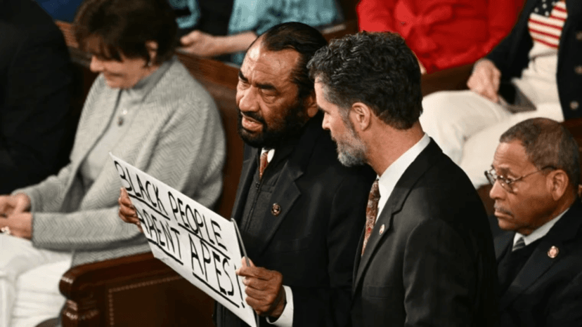 'Black people aren't apes!' US lawmaker Al Green escorted out for protest during Donald Trump's speech
