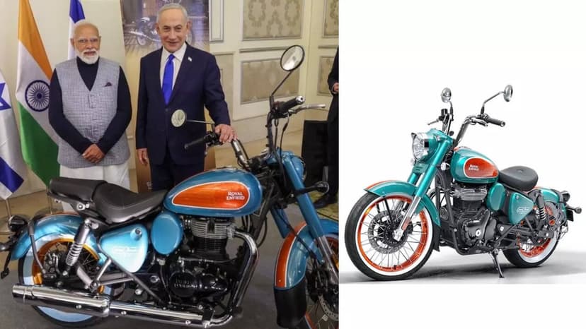 PM Modi, Netanyahu pose with Royal Enfield bike at tech summit in Israel