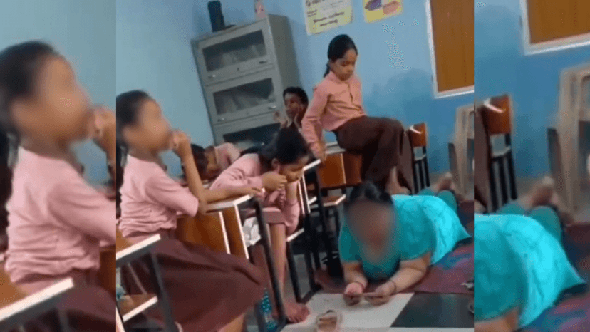 UP headmistress gets foot massage from Class 5 students during school hours, suspended