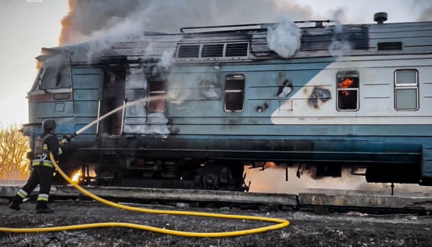 Russian drone strike hits train in Sumy region: Rescuers show aftermath