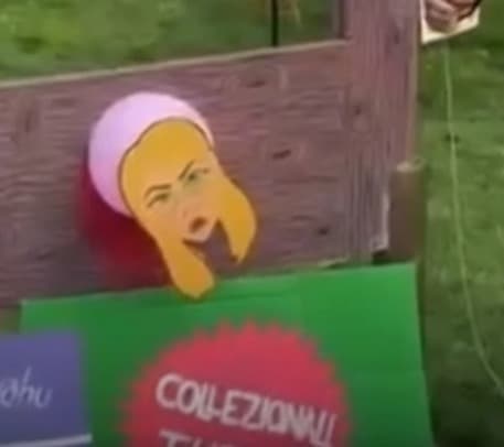 Cardboard Guillotine for Meloni and Trump at Leftist Carnival