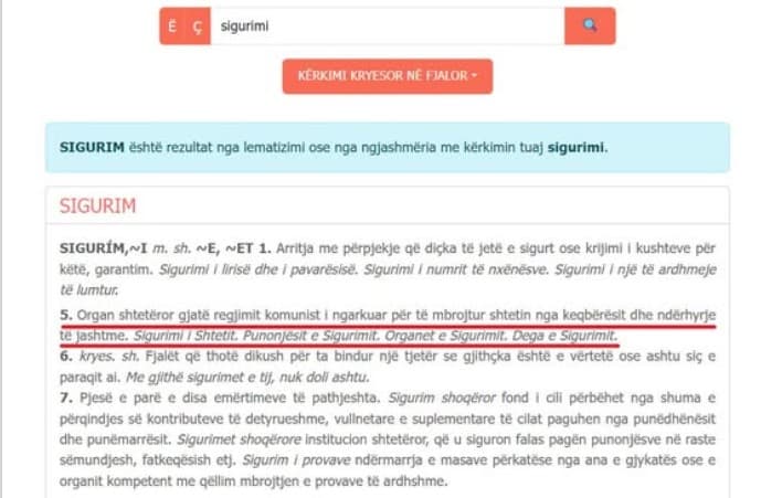 Albanian Dictionary Scandal Over State Security Terminology
