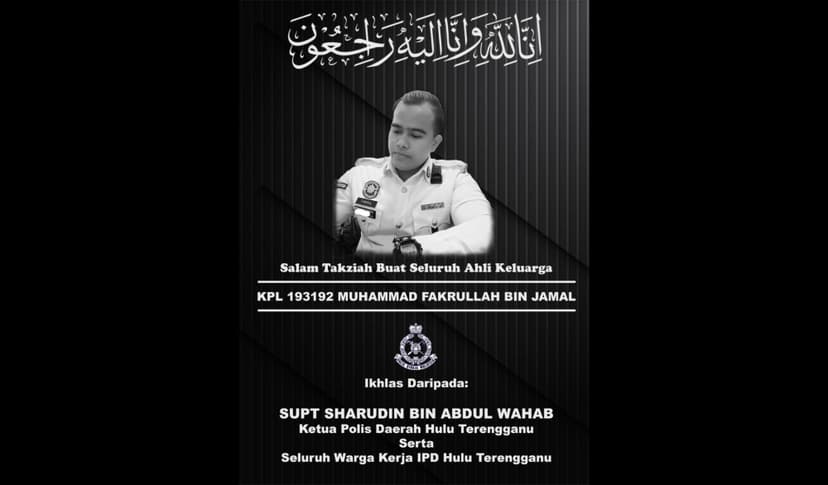 Traffic cop killed after motorcycle swerves to avoid pothole in Terengganu