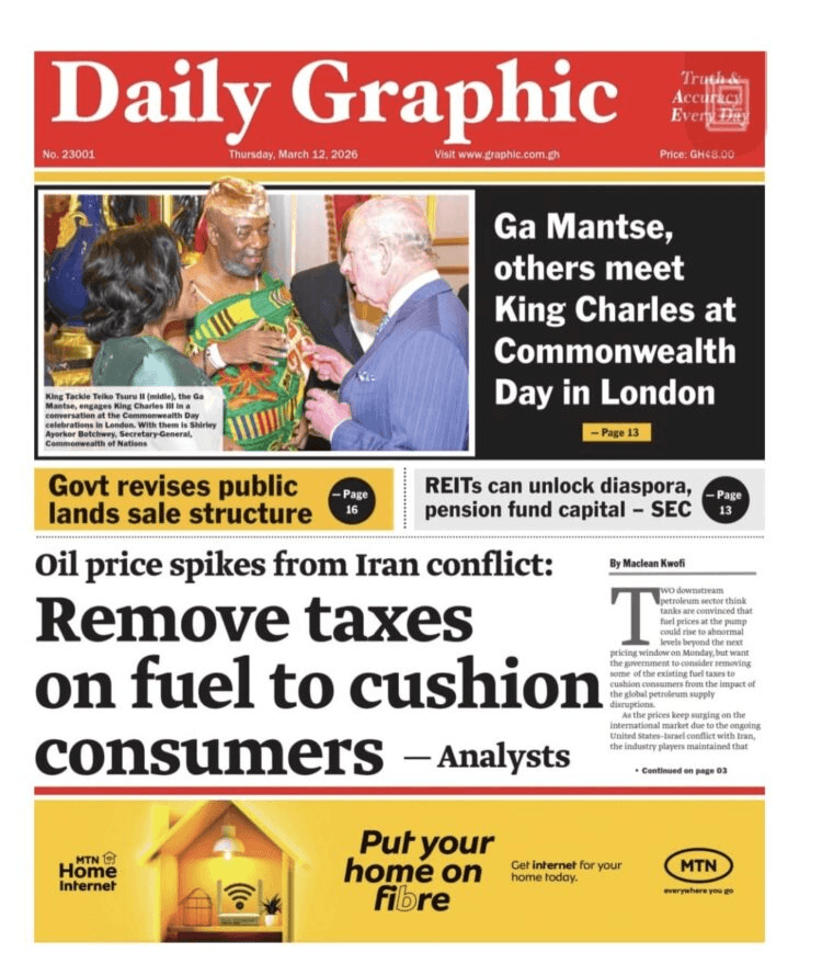 Today’s Front pages: Thursday, March 12, 2026