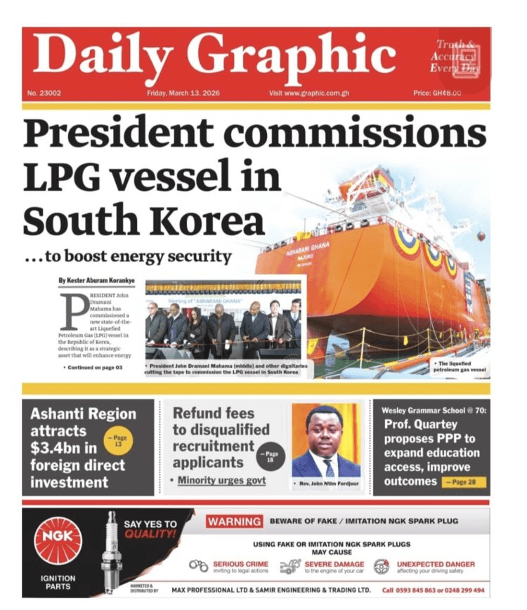 Today’s Front pages: Friday, March 13, 2026