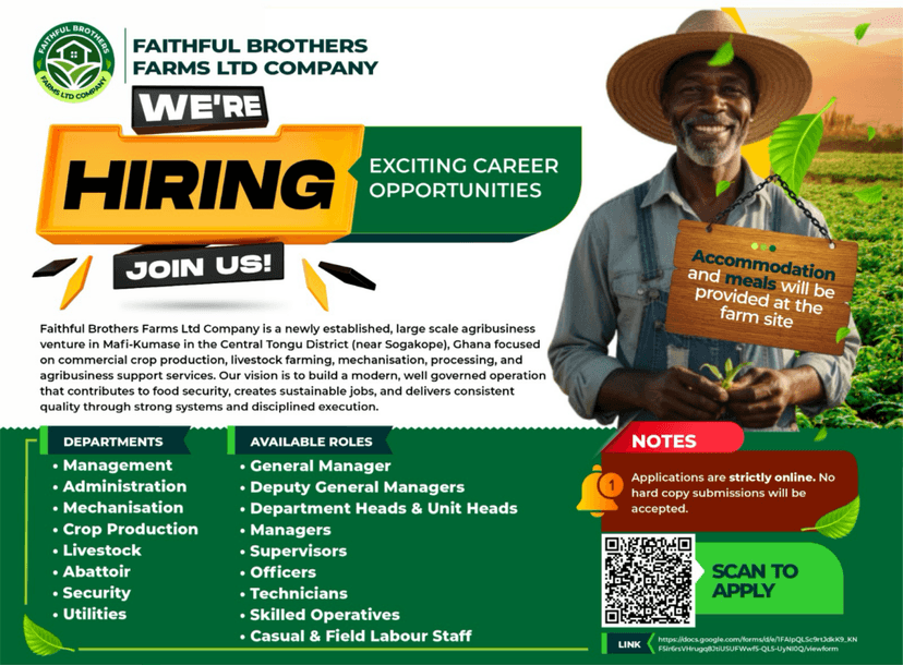 Ghanaian Company Faithful Brothers Farms Ltd. Expands Hiring
