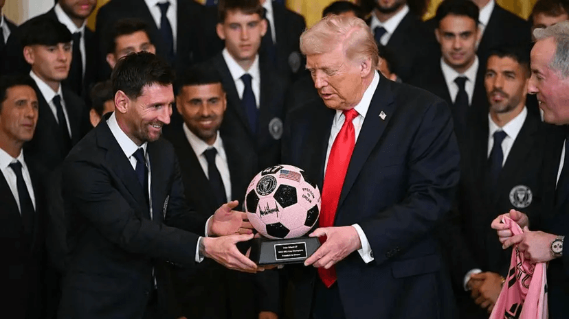 Lionel Messi with Inter Miami at the White House tonight - they will meet Donald Trump