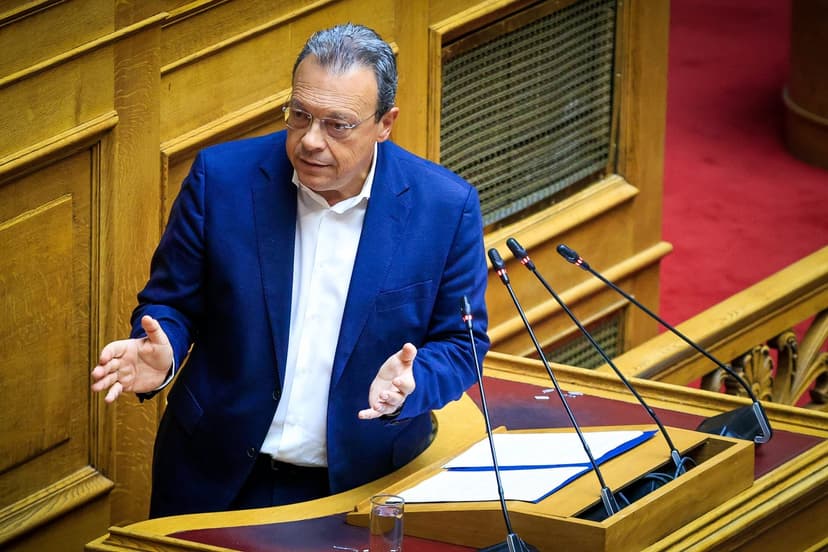 SYRIZA-PS Leader Famellos Questions Prime Minister Mitsotakis