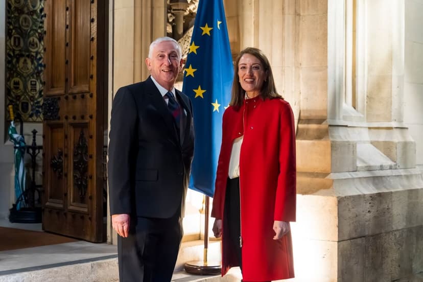 European Parliament President Metsola Meets Starmer in London