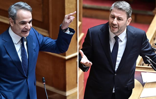 Mitsotakis and Androulakis Clash in Parliament Over Energy Policy and Wiretaps