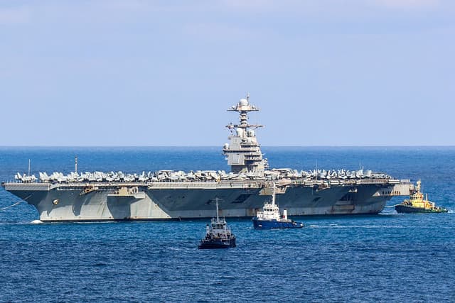 USS Gerald R. Ford Aircraft Carrier Arrives in Souda Bay, Crete