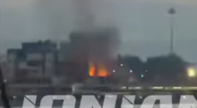 Fire at Old Port Authority Building in Patras, Greece