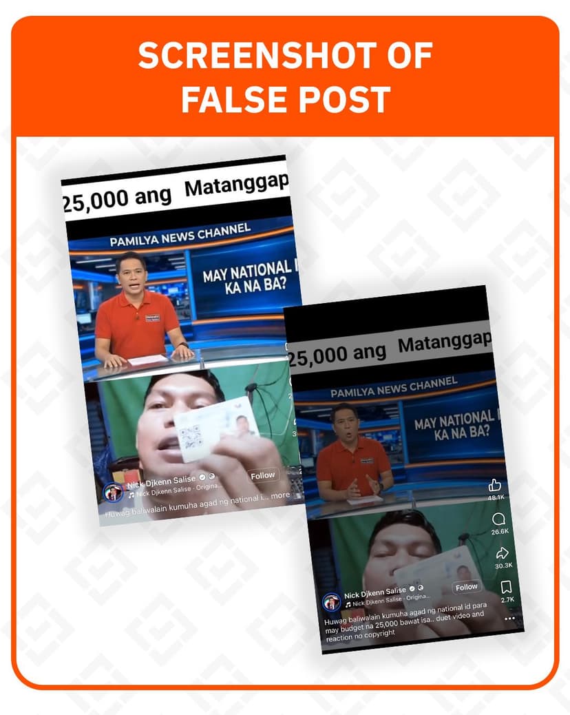 FACT CHECK: No P25,000 Aid Payout in March 2026 for National ID Holders